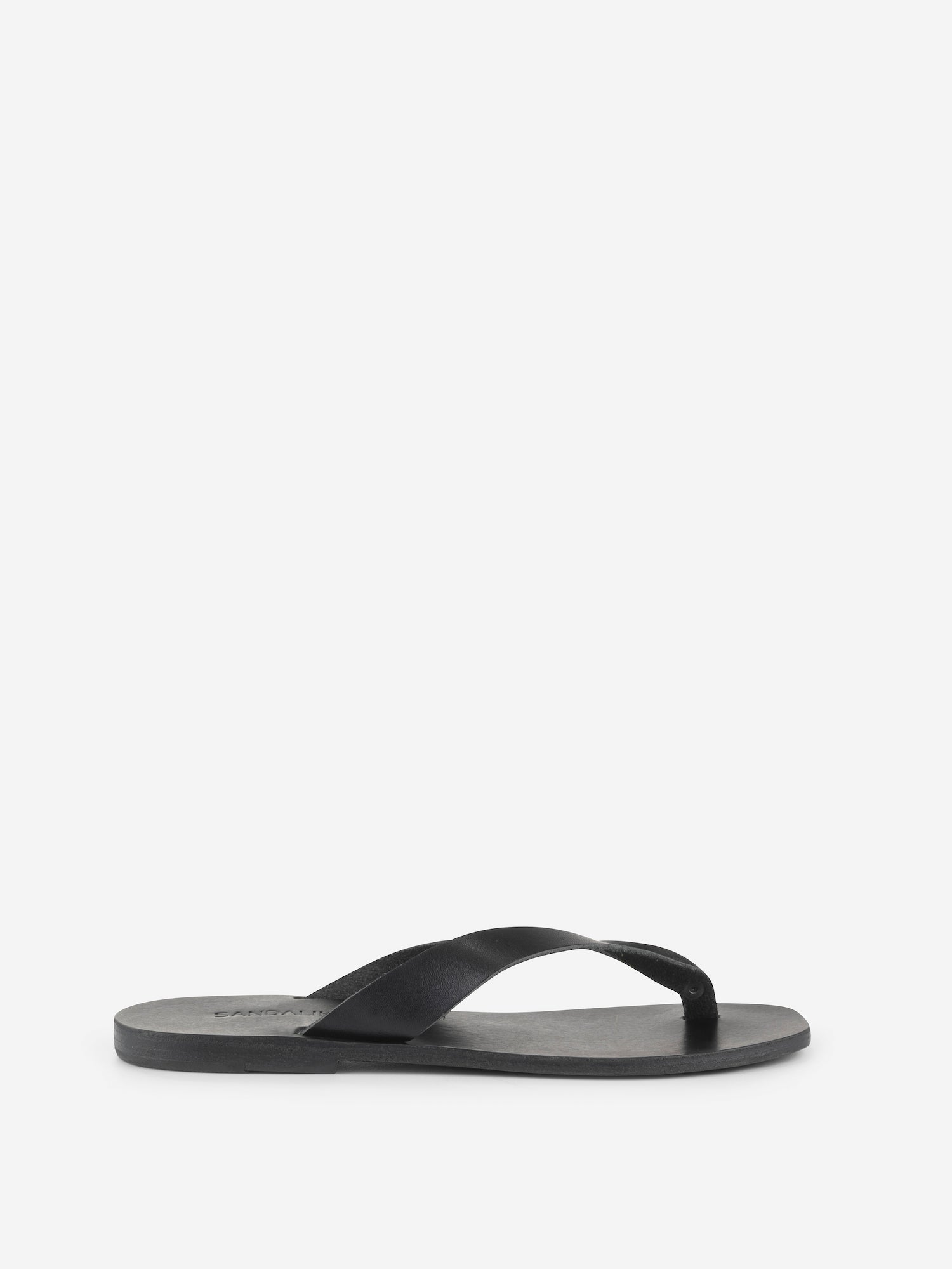 Soof square flip flop black leather