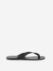 Soof square flip flop black leather