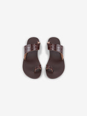 Teena dark brown croco leather
