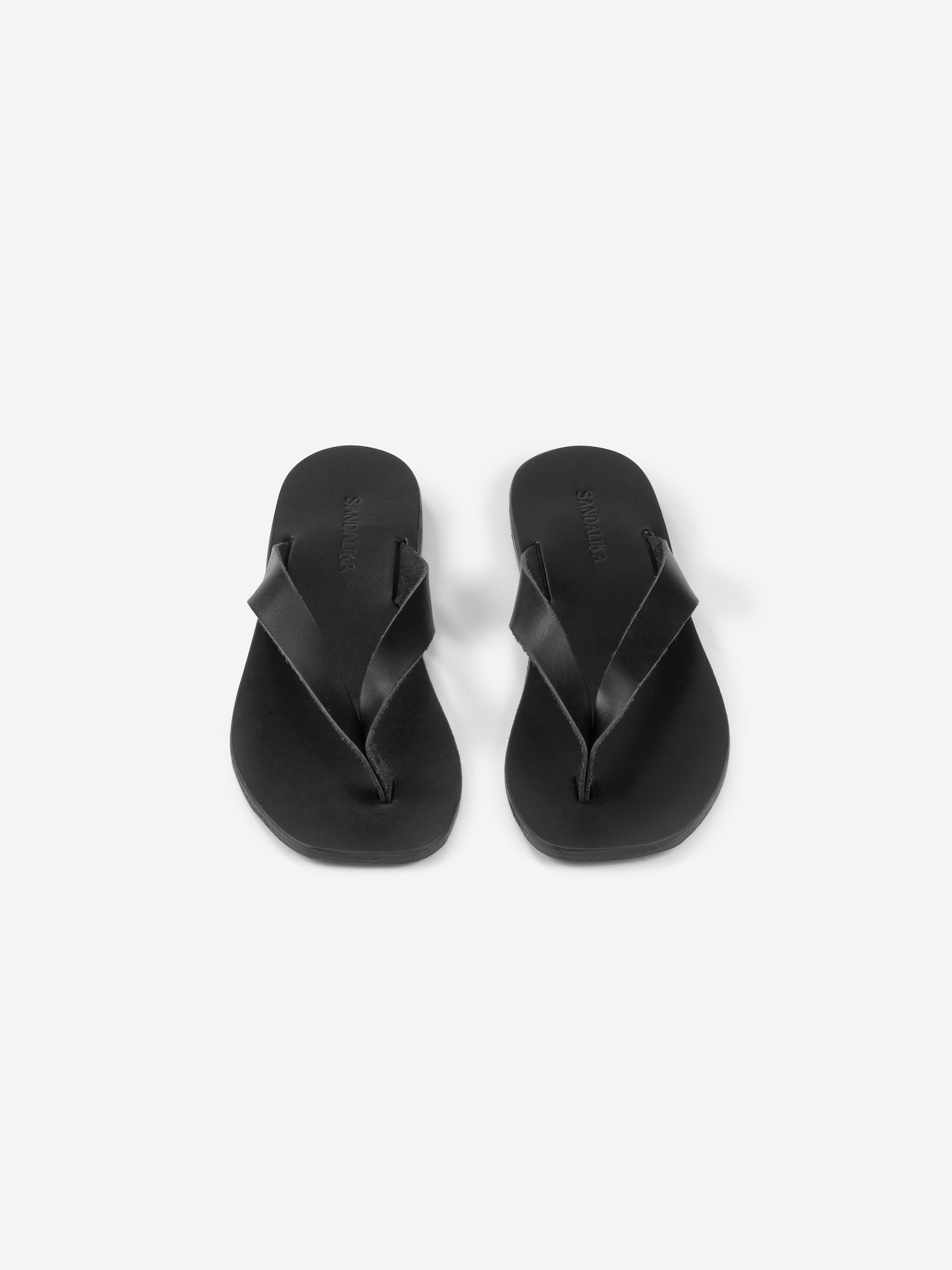 Soof square flip flop black leather