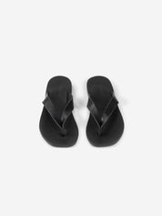 Soof square flip flop black leather