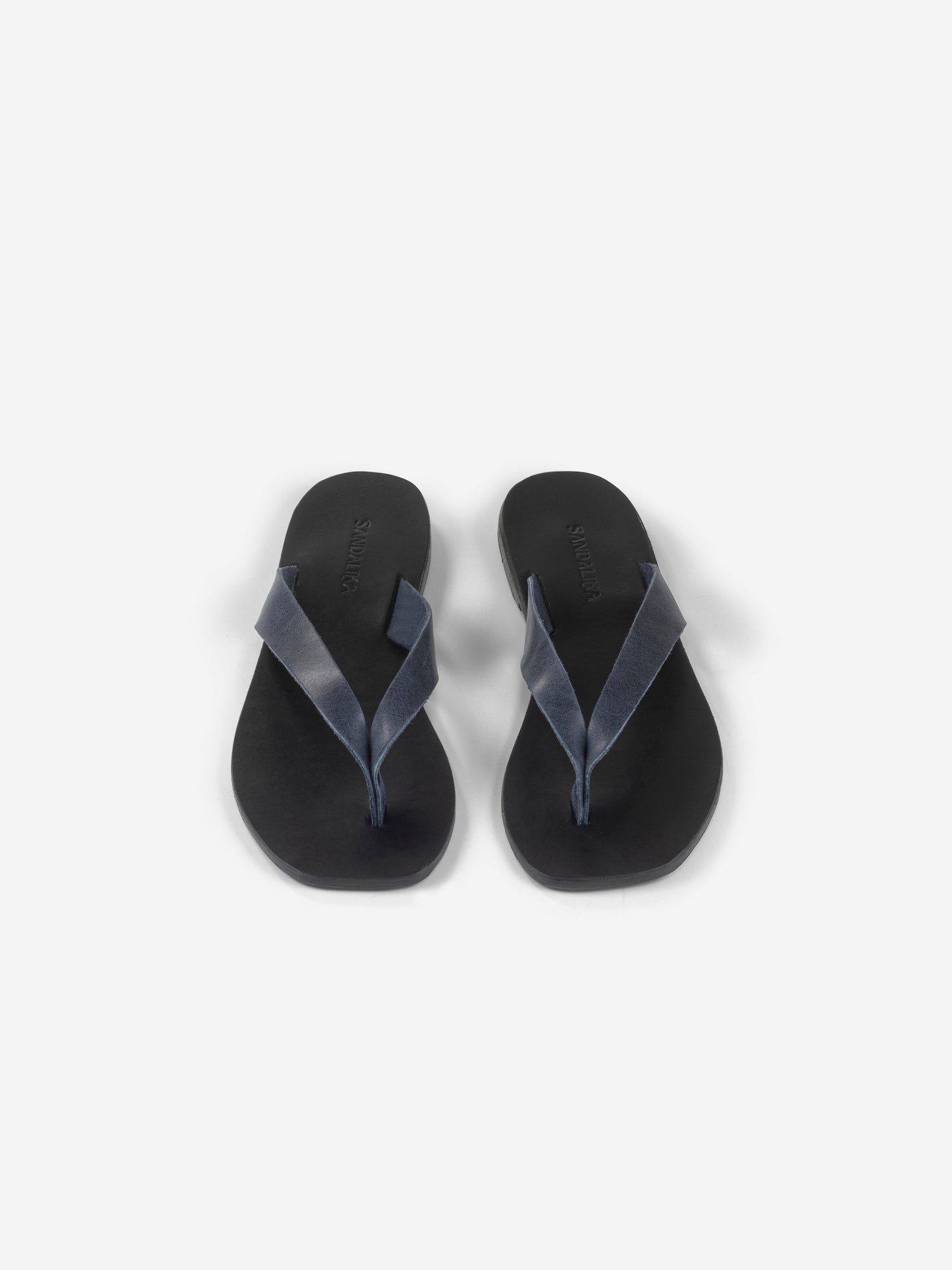 Soof square flip flop blue leather