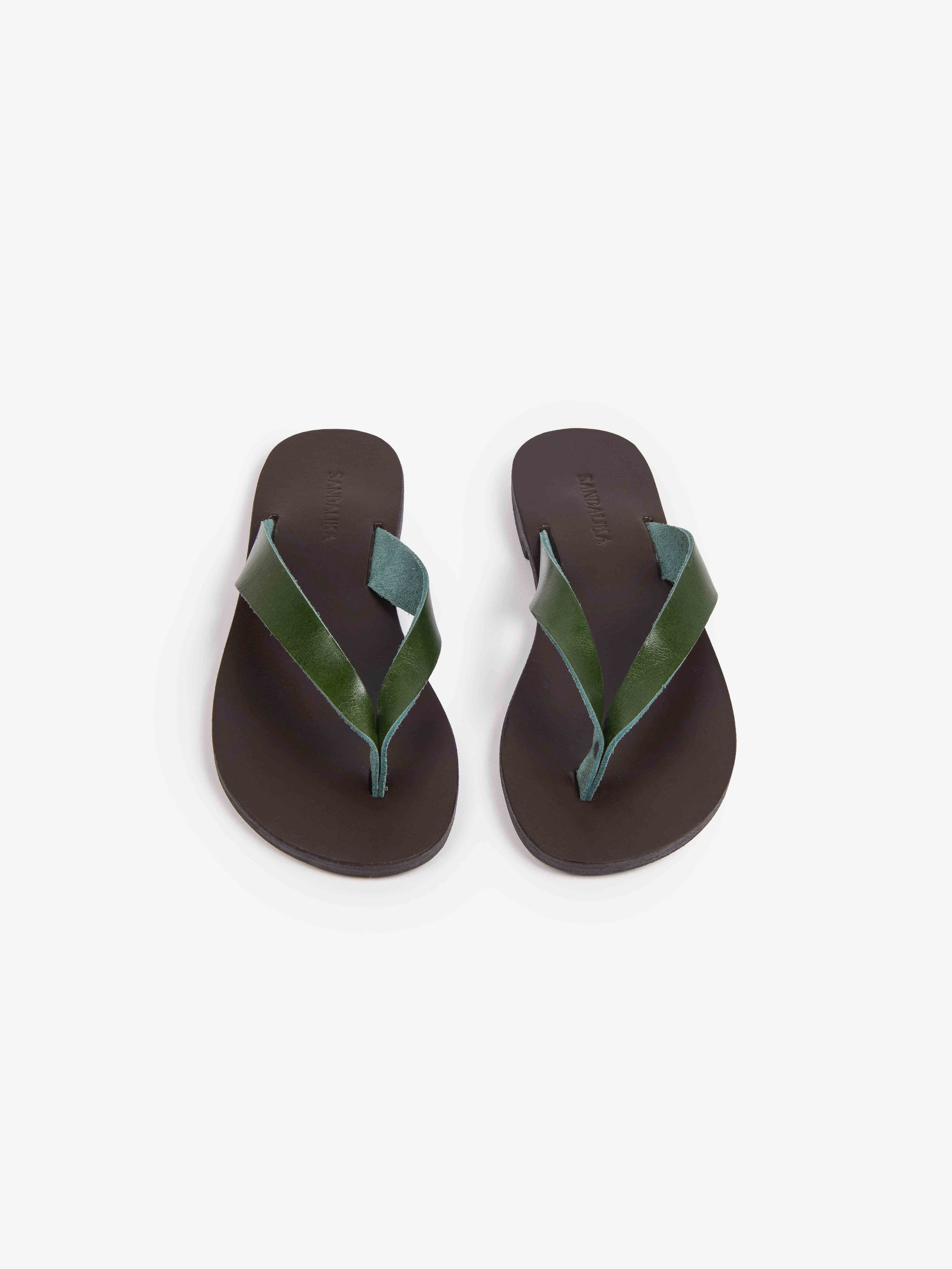Soof flip flop green leather